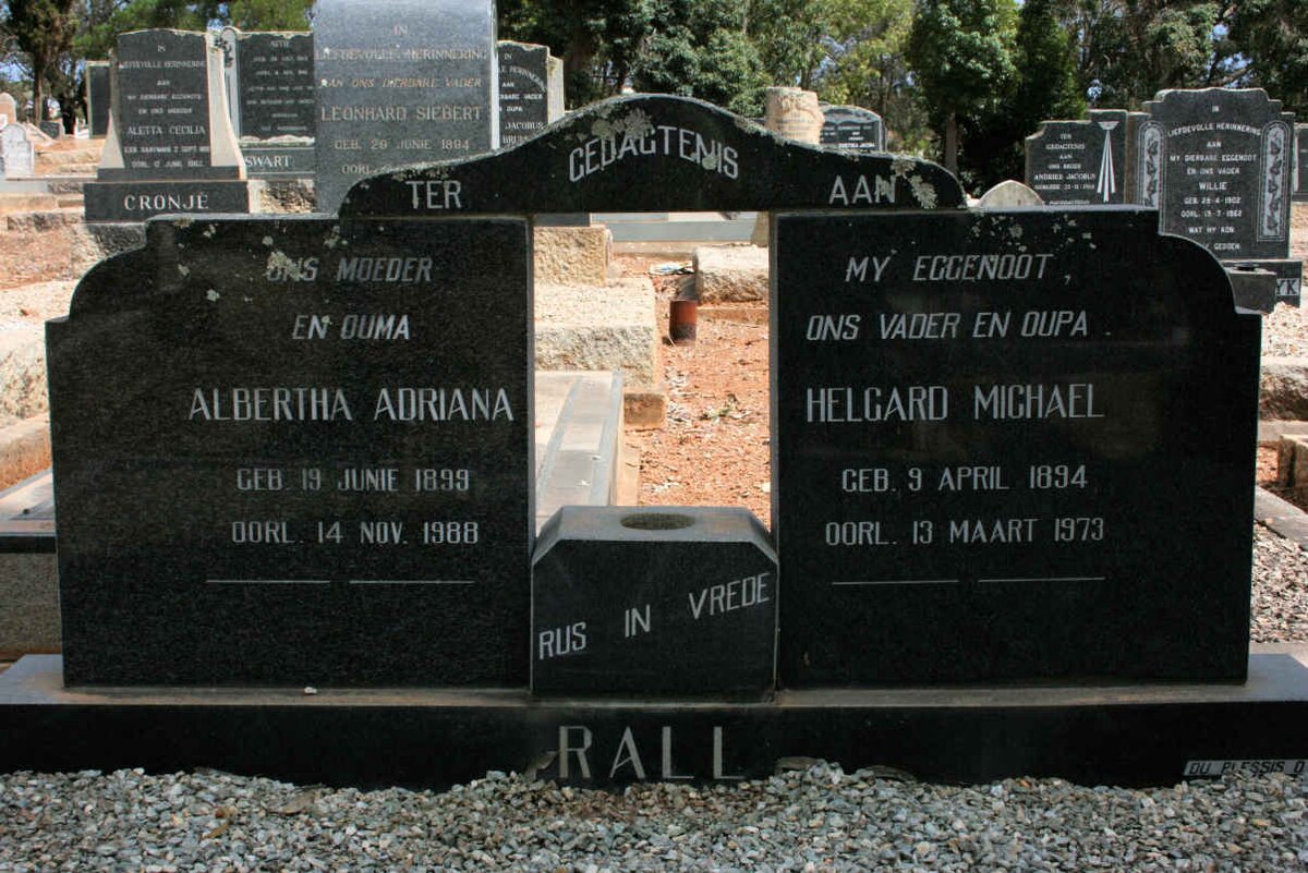 RALL Helgard Michael 1894-1973 &amp; Albertha Adriana 1899-1988