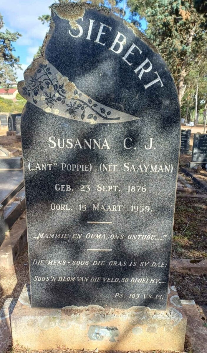 SIEBERT Susanna Catharina Jacoba nee SAAYMAN 1876-1959 :: SIEBERT Aletta 1913-2002 _2