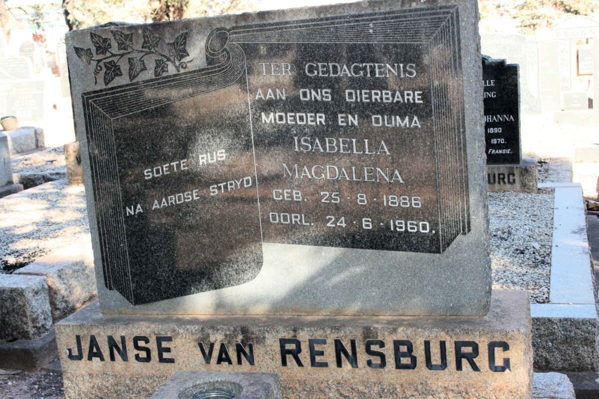 RENSBURG Isabella Magdalena, Janse van 1886-1960