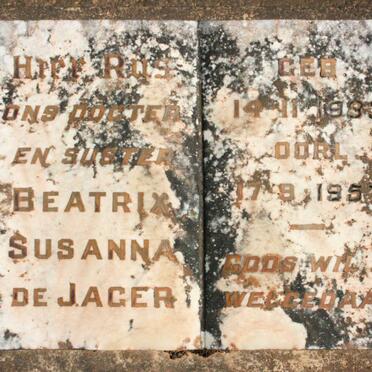 JAGER Beatrix Susanna, de 1933-1957