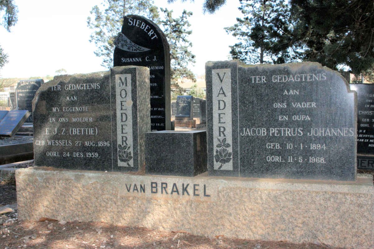 BRAKEL Jacob Petrus Johannes, van 1894-1968 &amp; E.J.Z. WESSELS 1896-1959