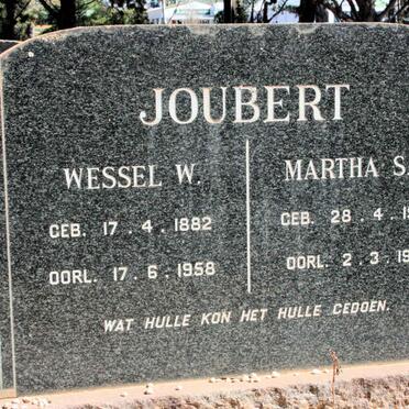JOUBERT Wessel W. 1882-1958 &amp; Martha S.S. 1902-1972