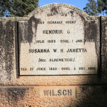WILSCH Hendrik G. 1883-1960 &amp; Susanna W.H. Janetta BLOEMETHAL 1880-1960
