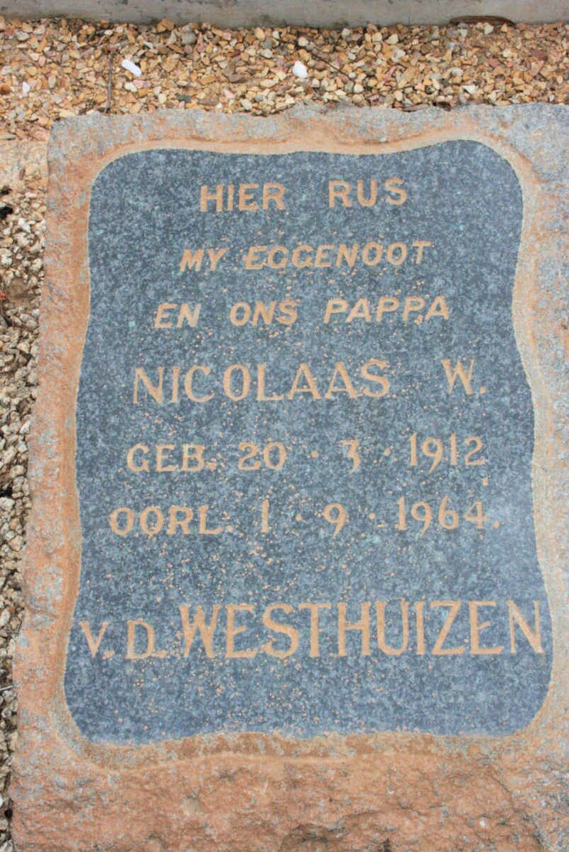 WESTHUIZEN Nicolaas W., van der 1912-1964