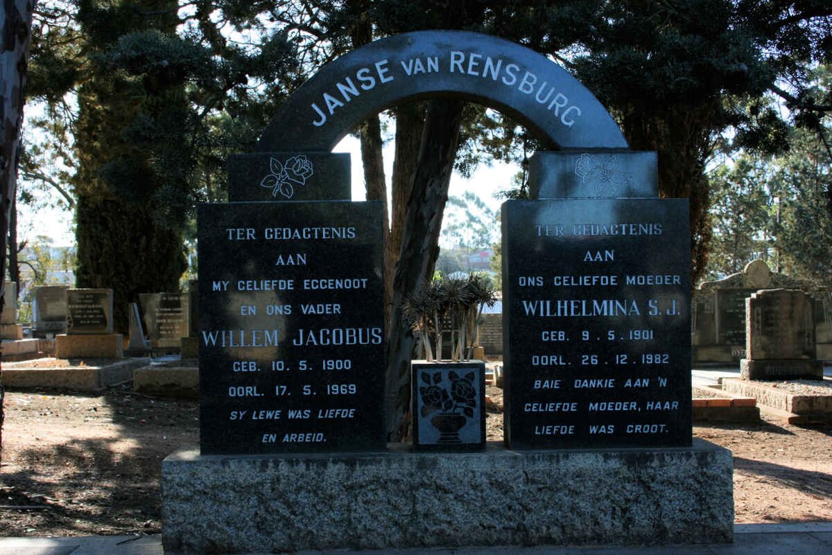 RENSBURG Willem Jacobus, Janse van 1900-1969 &amp; Wilhelmina S.J. 1901-1982