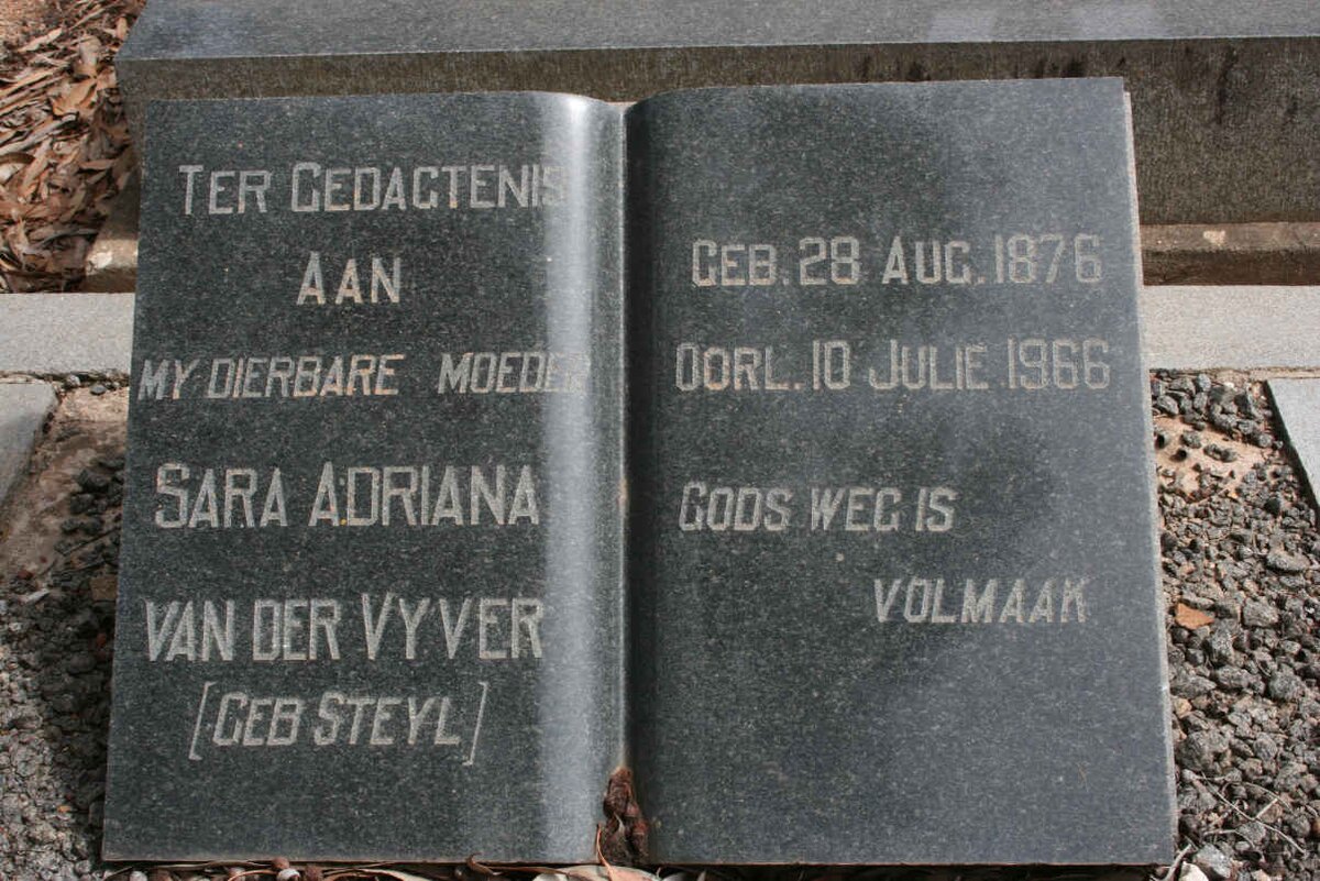 VYVER Sara Adriana, van der neé STEYL 1876-1966