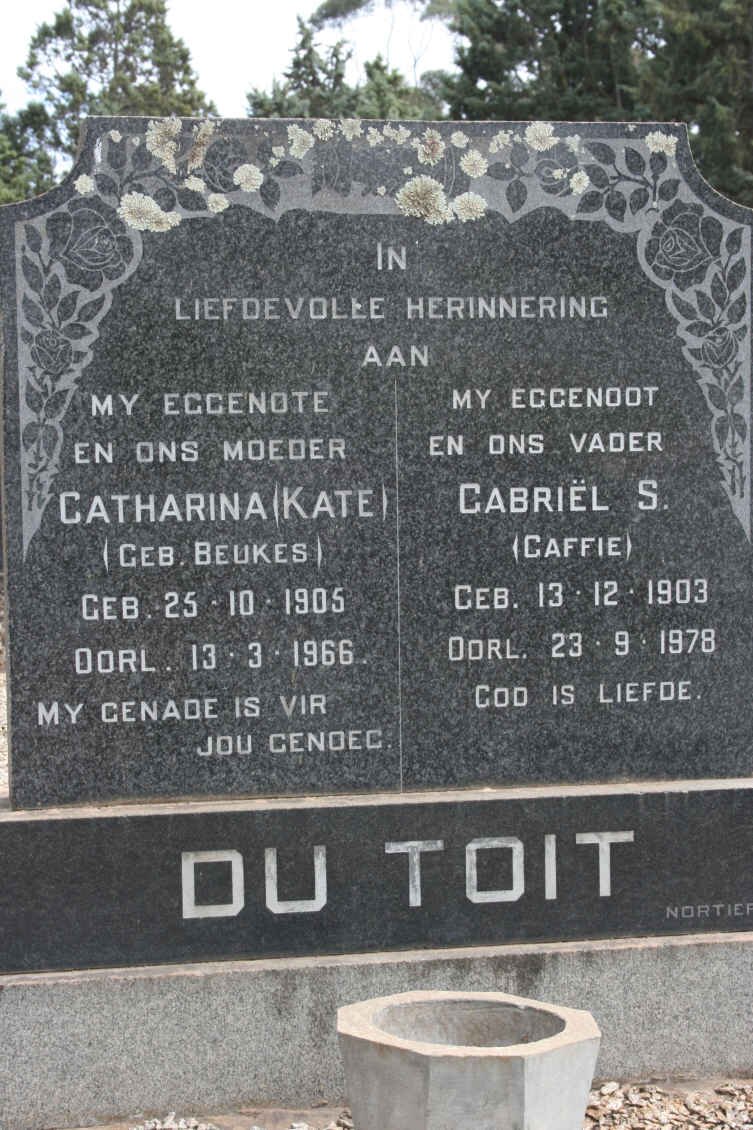 TOIT Gabriel S., du 1903-1978 &amp; Catharina BEUKES 1905-1966