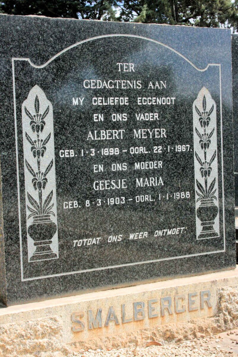 SMALBERGER Albert Meyer 1898-1967 &amp; Geesje Maria 1903-1988