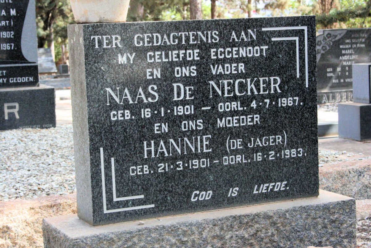 NECKER Naas, de 1901-1967 &amp; Hannie DE JAGER 1901-1983