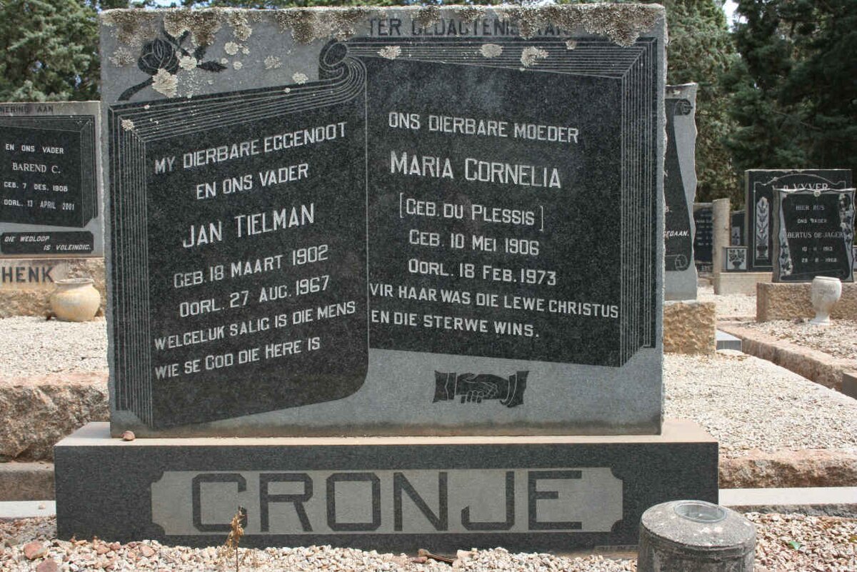 CRONJE Jan Tielman 1902-1967 &amp; Maria Cornelia DU PLESSIS 1906-1973