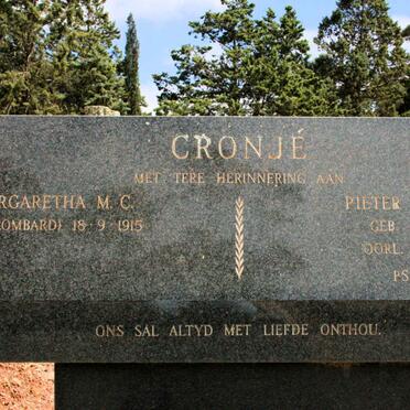 CRONJE Pieter Christian 1913-1981 &amp; Magaretha M.C. LOMBARD 1915-