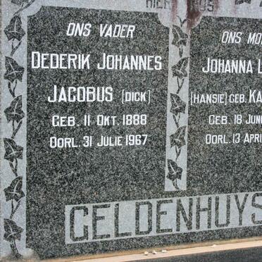 GELDENHUYS Dederik Johannes Jacobus 1888-1967 &amp; Johanna Louisa KASSELMAN 1891-1997
