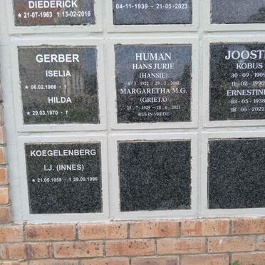 KOEGELENBERG I.J. 1959-1996