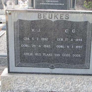 BEUKES W.J. 1882-1945 &amp; C.G. 1898-1997