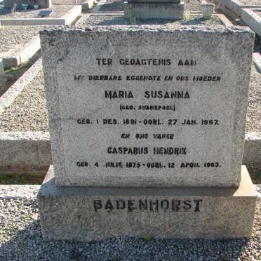 BADENHORST Casparus Hendrik 1875-1963 &amp; Maria Susanna SWANEPOEL 1891-1957