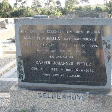 GELDENHUYS Casper Johannes Pieter 1892-1967 &amp; Anna Petronella BADENHORST 1913-1959