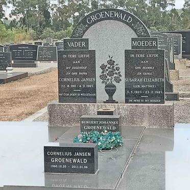 GROENEWALD Cornelius Jansen 1911-1967 & Susarah Elizabeth MATTHEE 1923-1987  