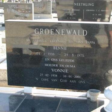 GROENEWALD Bennie 1938-1975 &amp; Vonnie 1938-2001