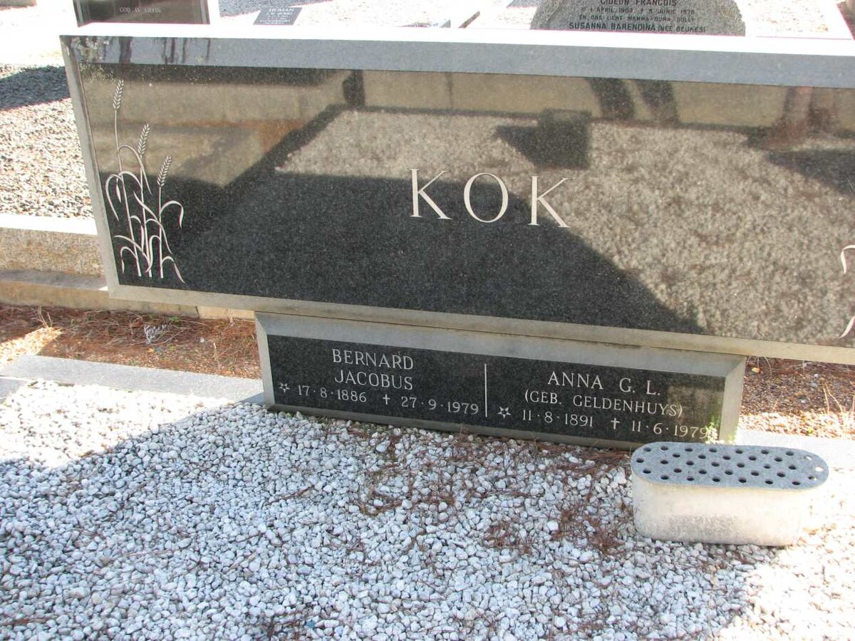 KOK Bernard Jacobus 1886-1979 &amp; Anna G.L. GELDENHUYS 1891-1979