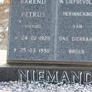 NIEMAND Barend Petrus 1828-1990
