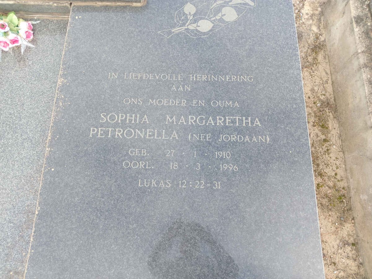 NEETHLING Sophia Margaretha Petronella nee JORDAAN 1910-1996