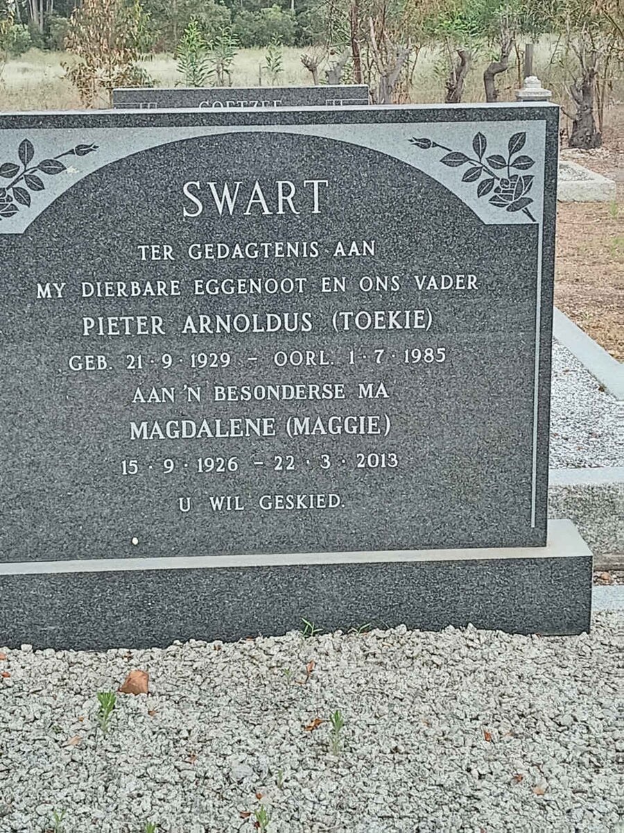 SWART Pieter Arnoldus 1929-1985 &amp; Magdalene 1926-2013