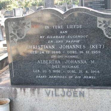 VILJOEN Christiaan Johannes 1886-1959 &amp; Alberta Johanna M. MOOLMAN 1886-1964