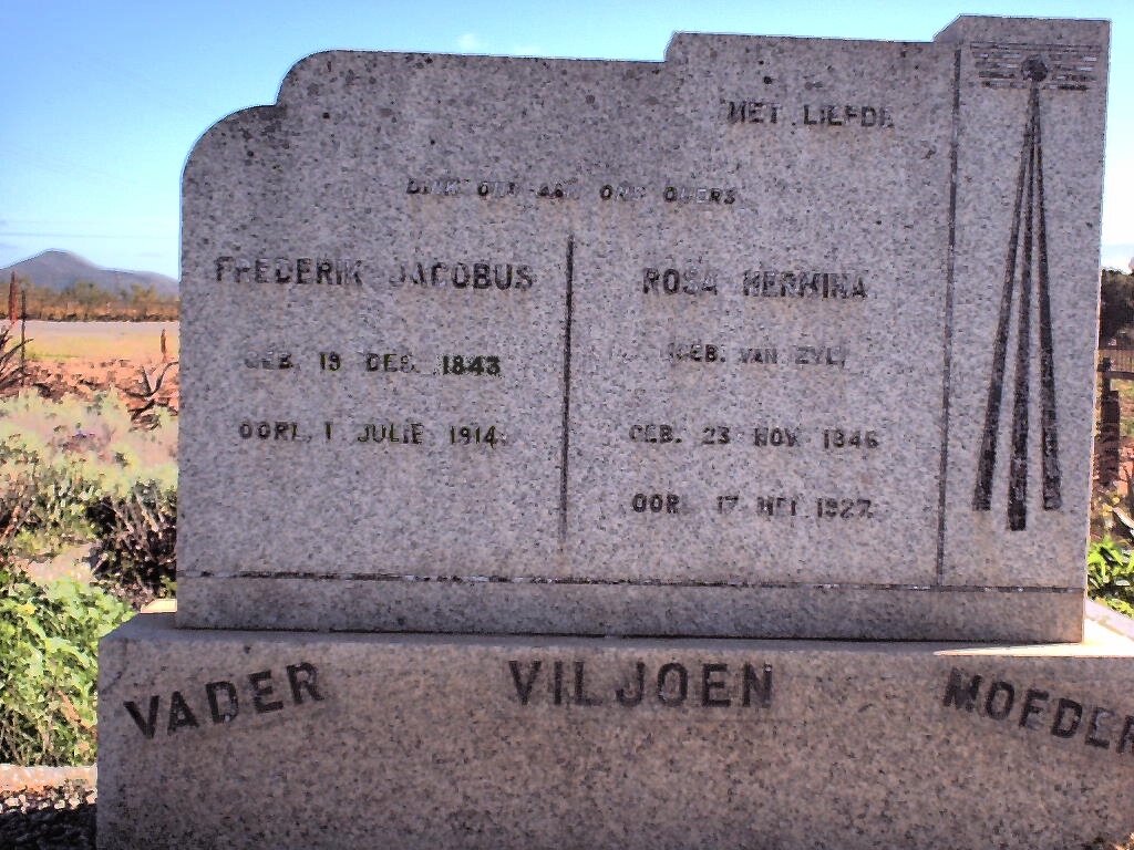 VILJOEN Frederik Jacobus 1843-1914 &amp; Rosa Hermina VAN ZYL 1846-1927