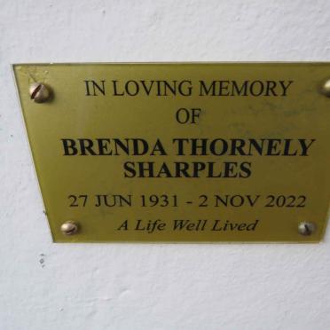 SHARPLES Brenda Thornely 1931-2022