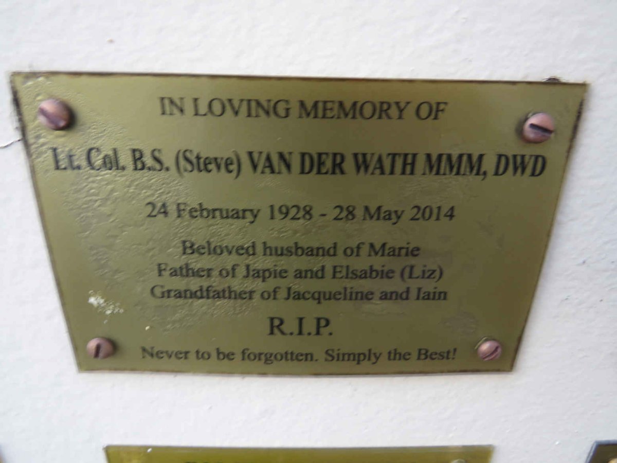 WATH B.S., van der 1928-2014