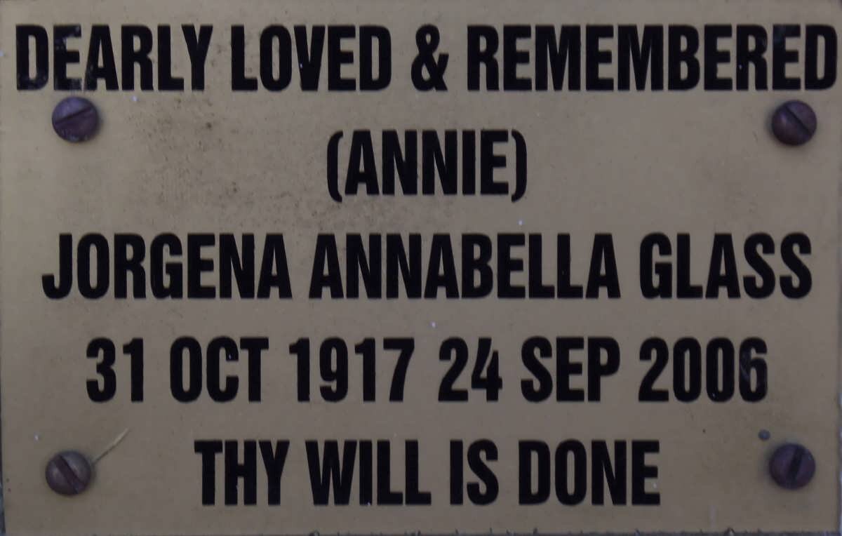 GLASS Jorgena Annabella 1917-2006