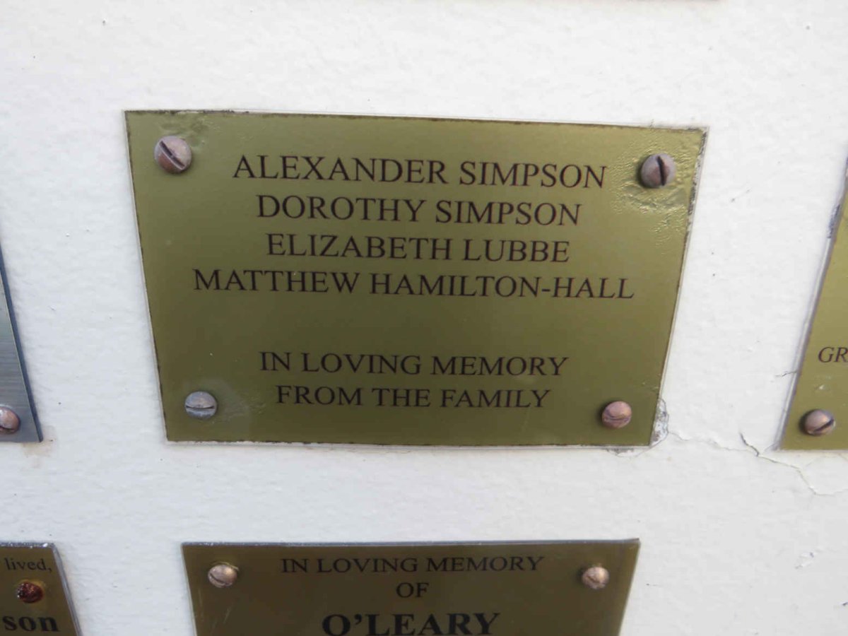 SIMPSON Alexander :: SIMPSON Dorothy :: LUBBE Elizabeth :: HAMILTON-HALL Matthew