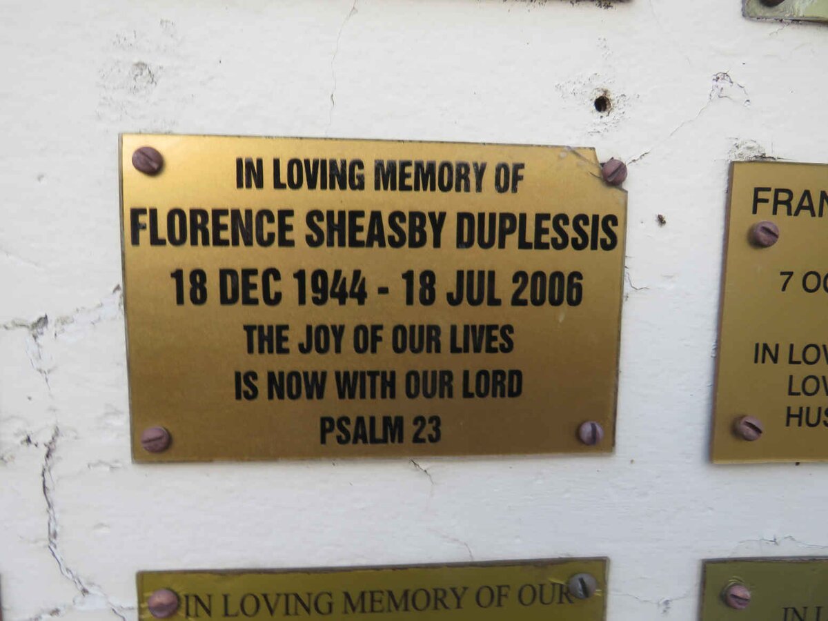 DUPLESSIS Florence Sheasby 1944-2006