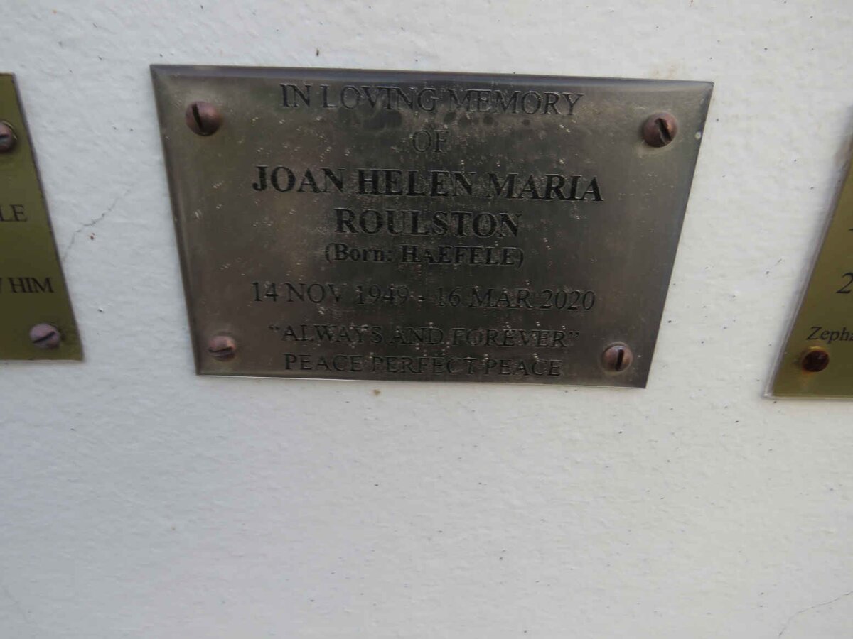 ROULSTON Joan Helen Maria nee HAEFELE 1949-2020