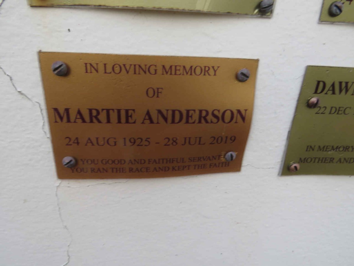 ANDERSON Martie 1925-2019