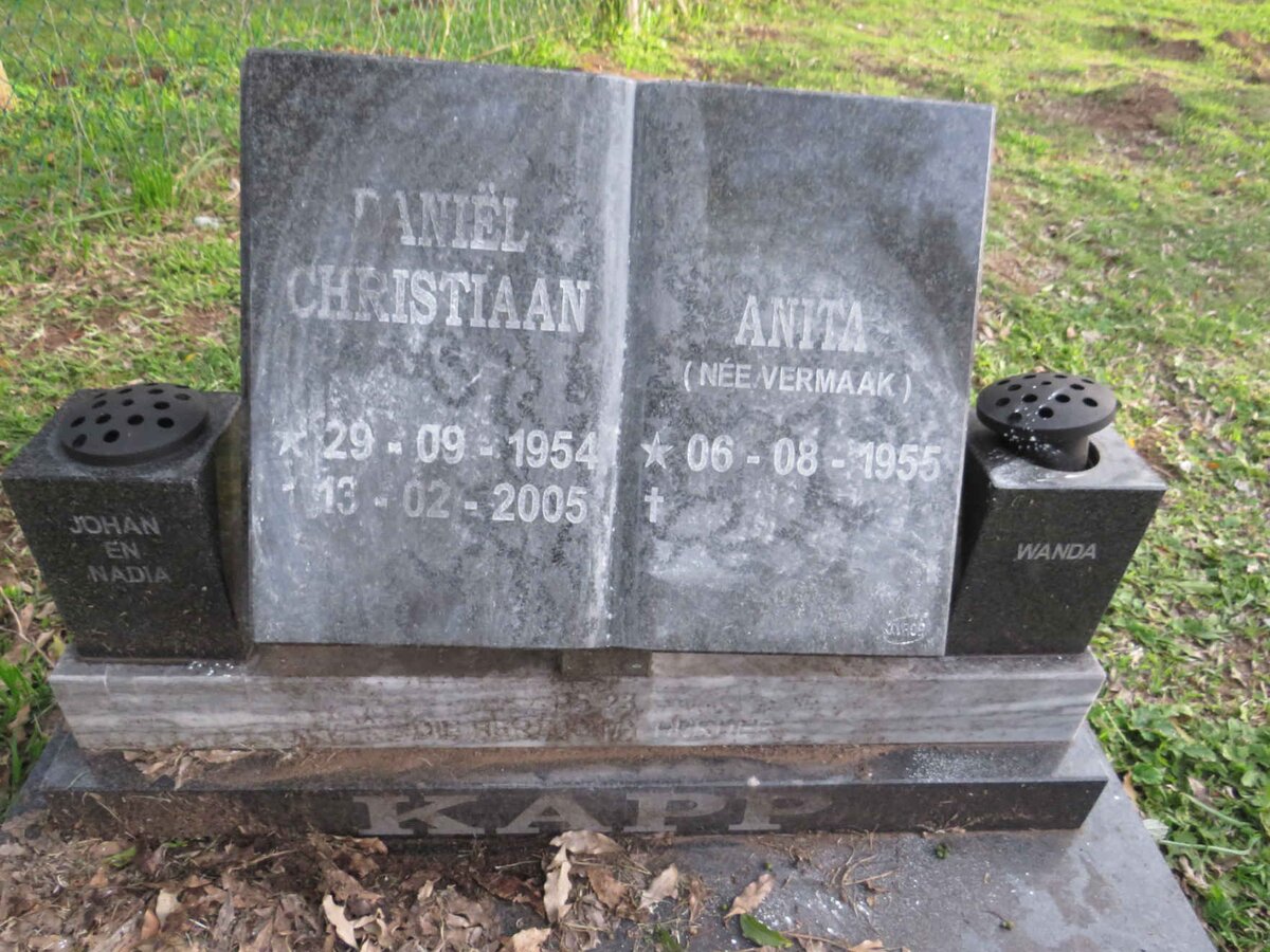 KAPP Daniel Christiaan 1954-2005 &amp; Anita VERMAAK 1955-