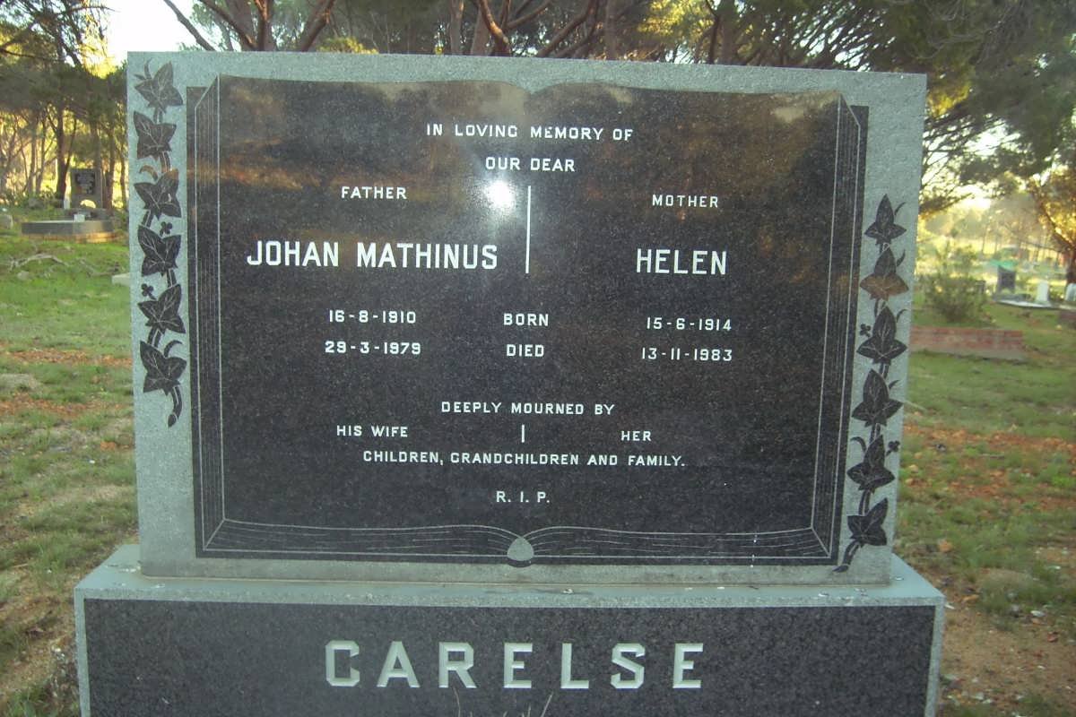 CARELSE Johan Mathinus 1910-1979 &amp; Helen 1914-1983