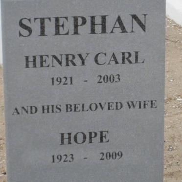 STEPHAN Henry Carl 1921-2003 &amp; Hope 1923-2009