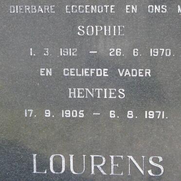LOURENS Henties 1905-1971 &amp; Sophie 1912-1970