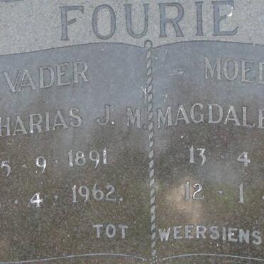 FOURIE Zacharias J.M. 1891-1962 &amp; Magdalena C.C. 1906-1966