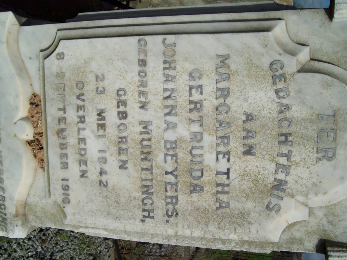 BEYERS Margaretha Gertruida MUNTINCH 1842-1916