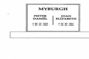 MYBURGH Pieter Daniel 1919-2004 &amp; Joan Elizabeth 1921-2004