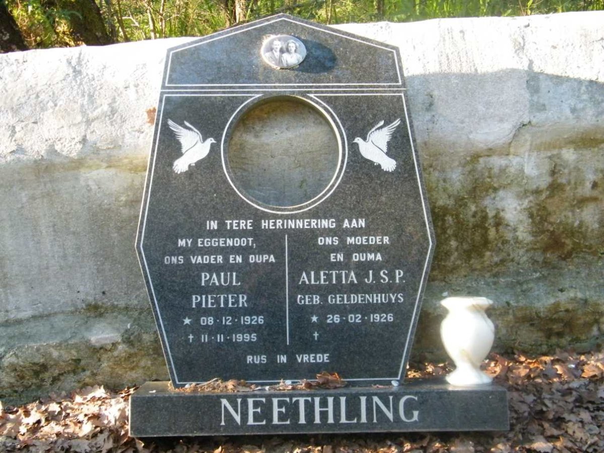 NEETHLING Paul Pieter 1926-1995 &amp; Aletta J.S.P. GELDENHUYS 1926-