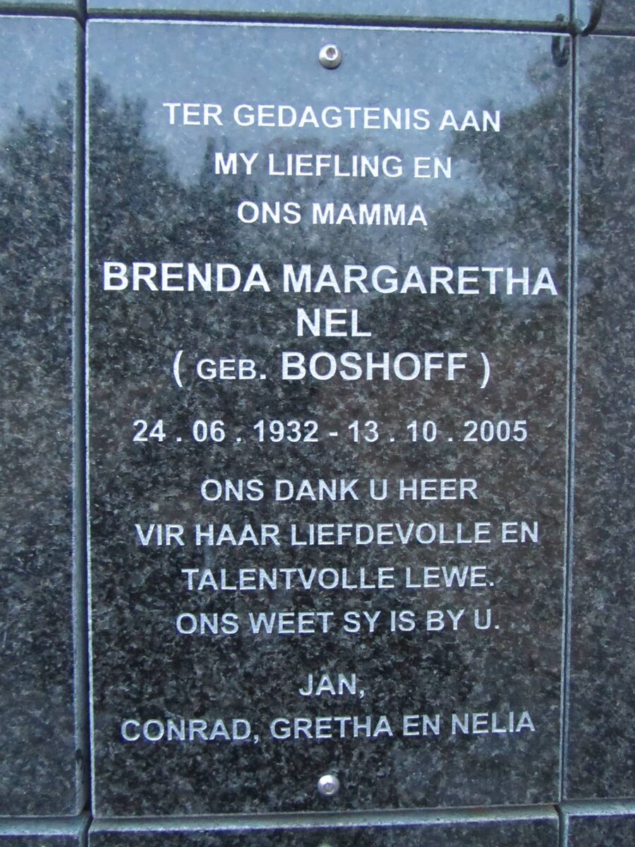 NEL Brenda Margaretha nee BOSHOFF 1932-2005