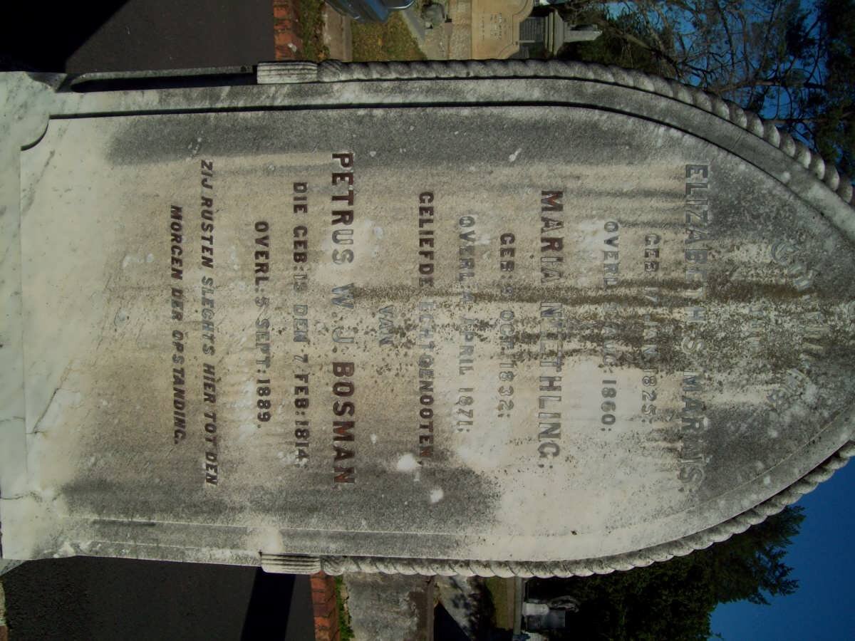 BOSMAN Petrus W.J. 1814-1889 &amp; Elizabeth H.S. MARAIS 1825-1860 &amp; Maria NEETHLING 1832-1971