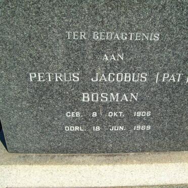 BOSMAN Petrus Jacobus 1906-1969