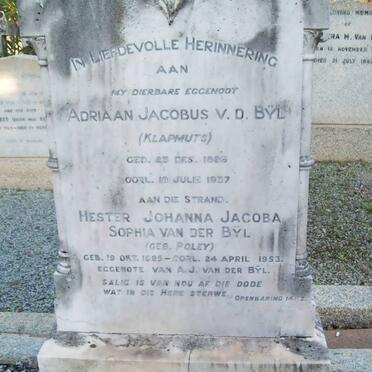 BYL Adriaan Jacobus, van der 1886-1937 &amp; Hester Johanna Jacoba Sophia POLEY 1885-1953