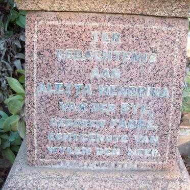 BYL Andries C., v.d. 1852-1914 &amp; Aletta Hendrina FAURE 1848-1918