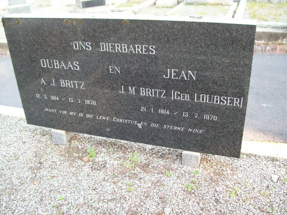 BRITZ A.J. 1914-1970 &amp; J.M. LOUBSER 1914-1970