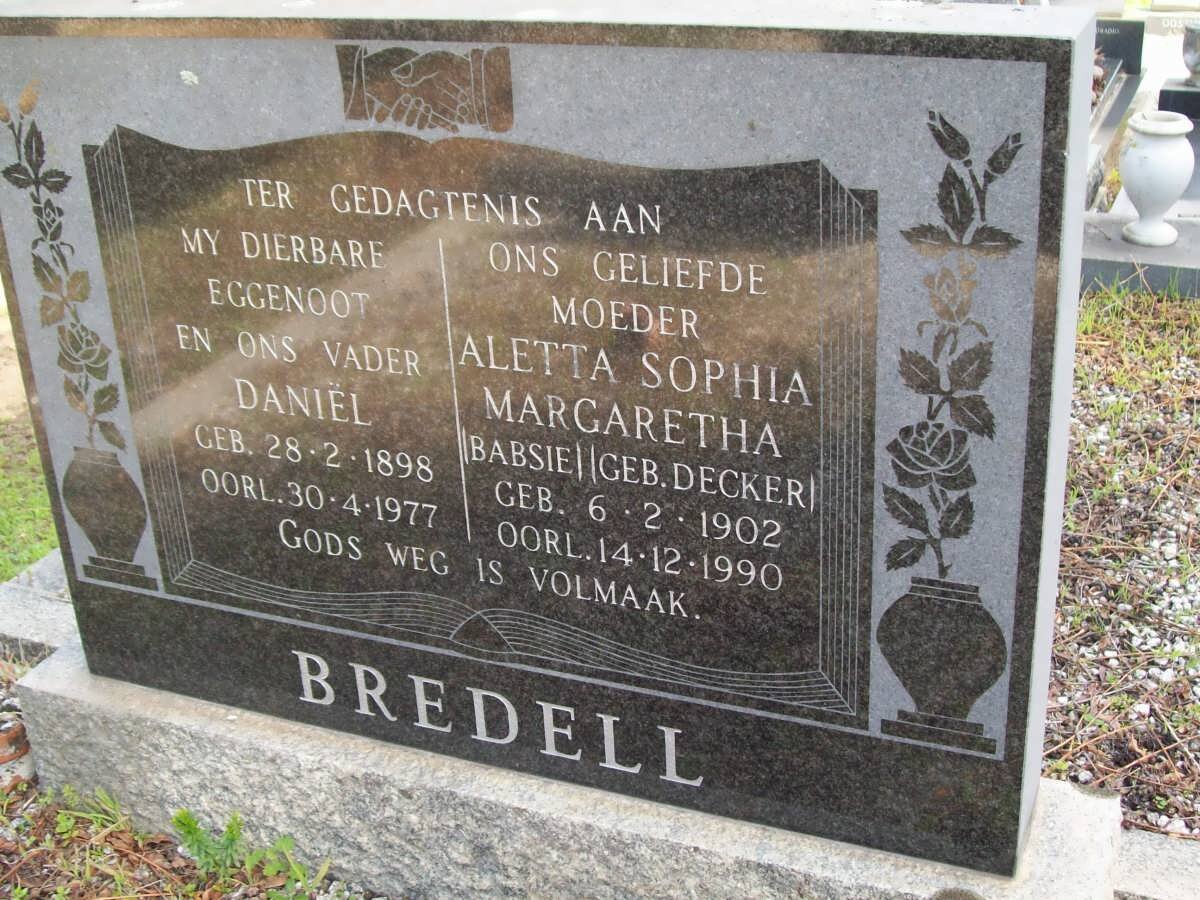 BREDELL Daniël 1898-1977 &amp; Aletta Sophia Margaretha DECKER 1902-1990